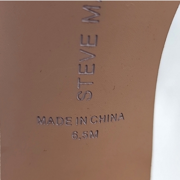 STEVE MADDEN Laveda Woven Natural Slip On Sandals Block Heel Square Toe Sz 6.5M - Picture 11 of 12